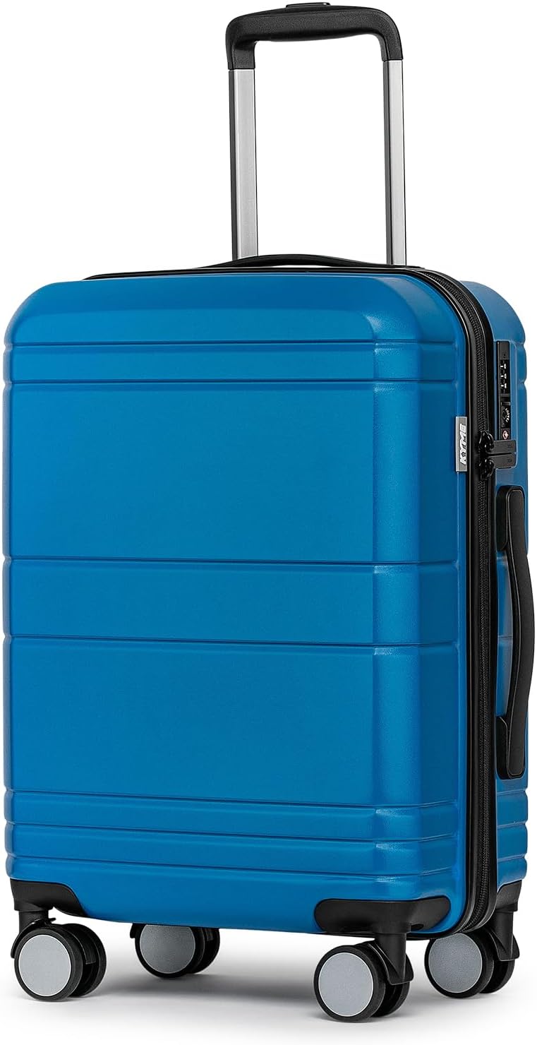 KYME Carry On Luggage 22x14x9 Airline Approved with TSA Lock Hard Shell Carry On Suitcase Lightweight Suitcases with Wheels Small Luggage for Men Women,Carry-On 20 Inch,Lt Blue