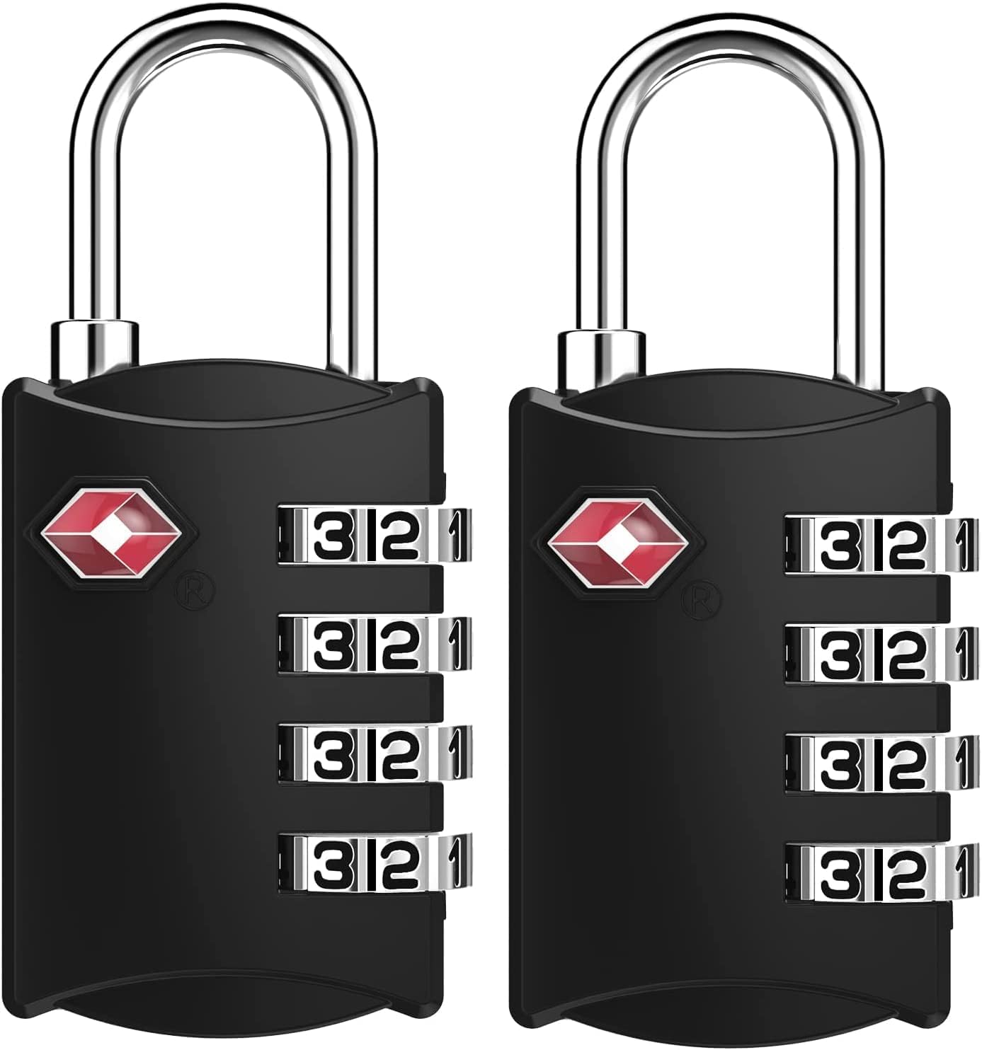 ZHEGE Travel Locks, TSA Approved Locks for Luggage, Baggage, 4 Digit Combination Zipper Padlocks for Backpack, Tent, Gym Locker (2 Pack, Black)