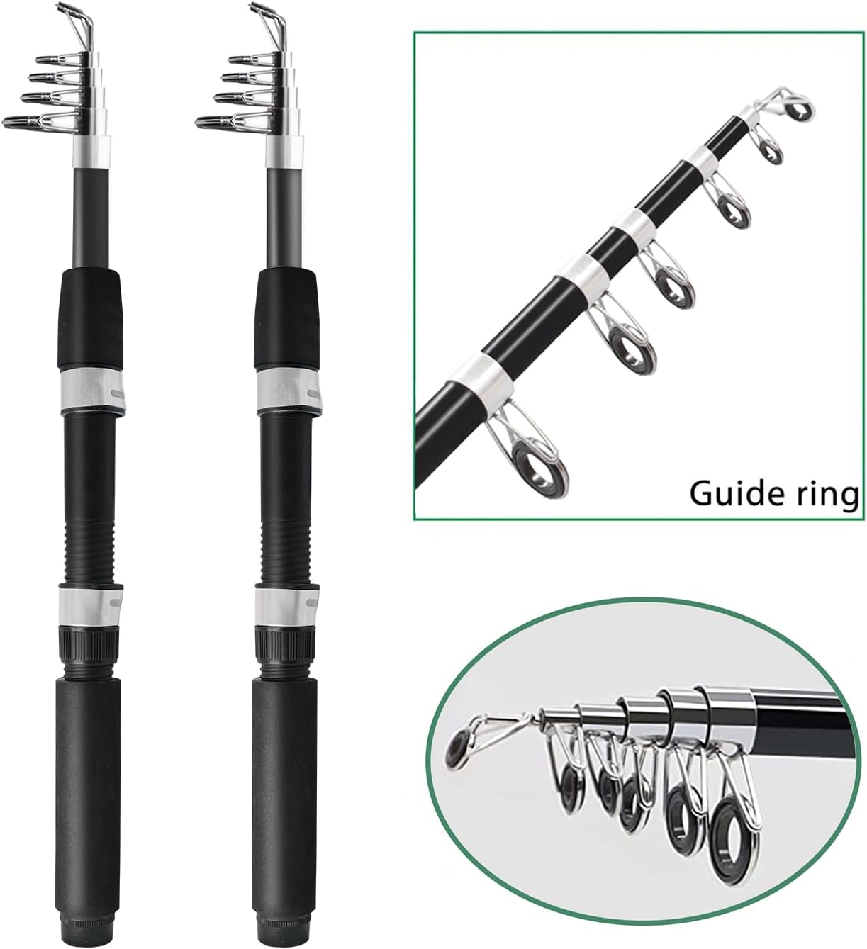 2PACK Fishing Pole Combo,Fishing Rod Combos with Telescopic Fishing Pole Spinning Reels Fishing Carrier Bag for Travel Saltwater Freshwater