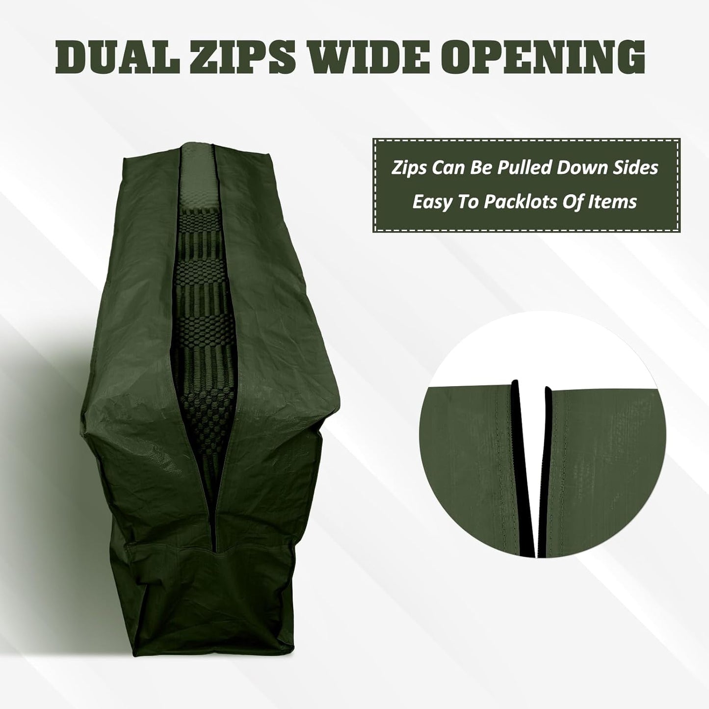 4 Pcs Large Moving Bags with Zipper and Handles Foldable Storage Duffle Bags Heavy Duty Extra Large Totes for College Dorm Travel Clothes Blankets Bedding Moving(96 Gallon,Green)