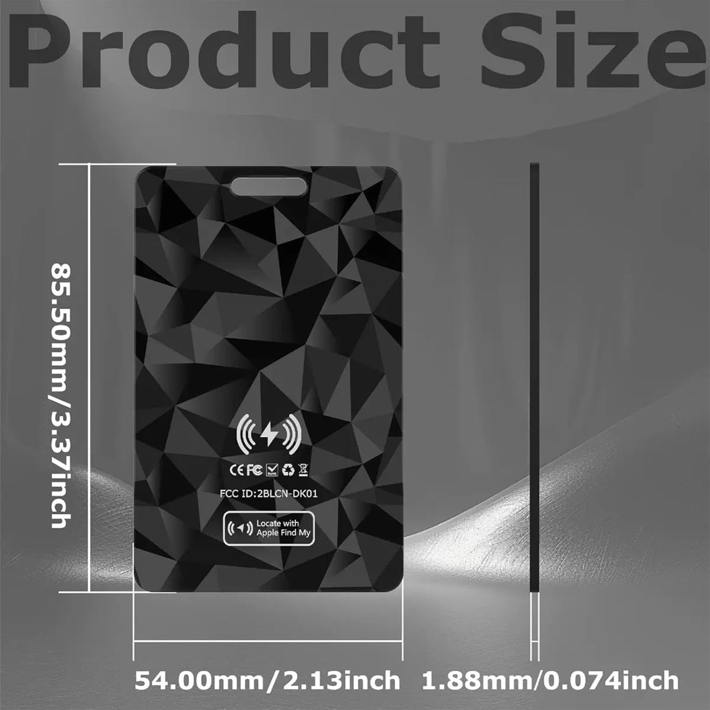 Wallet Tracker Card, Rechargeable Thin Finder, Works with Apple Find My (iOS Only), Item Locator for Luggage Tags, Passports, Phone, IP68 Waterproof