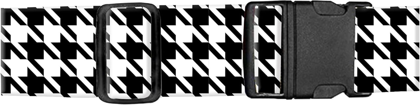 Luggage Straps for Suitcases, Adjustable Travel Belt, Durable Wide Luggage Strap, Cute Suitcase Strap Identifiers with Buckle, Bag Straps for Luggage, Black White Houndstooth