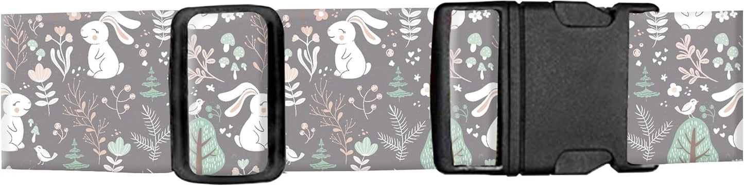 Luggage Straps for Suitcases, Adjustable Travel Belt, Durable Wide Luggage Strap, Cute Suitcase Strap Identifiers with Buckle, Bag Straps for Luggage, Cute Rabbits