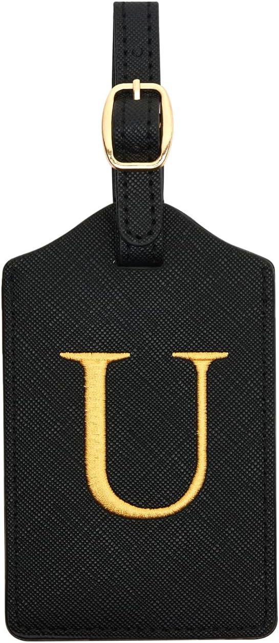 Luggage Tags in PU Leather: Set of 2 for Handbags, Bags & Suitcases - with Name Card & Privacy Cover