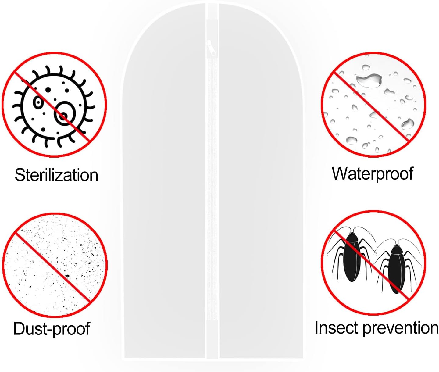 Pwsap 8Pack Breathable Clothes Covers with Zip, Hanging Garment Covers Bags Dress Bag Covers MothProof Mens Suit Storage Bag Dust Cover for Wardrobe Storage and Travel