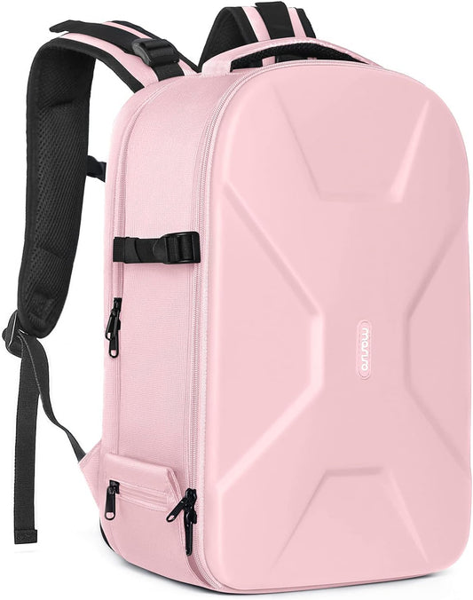 MOSISO Camera Backpack, DSLR/SLR/Mirrorless Photography Camera Bag 15-16 inch Waterproof Hardshell Case with Tripod Holder&Laptop Compartment Compatible with Canon/Nikon/Sony, Pink