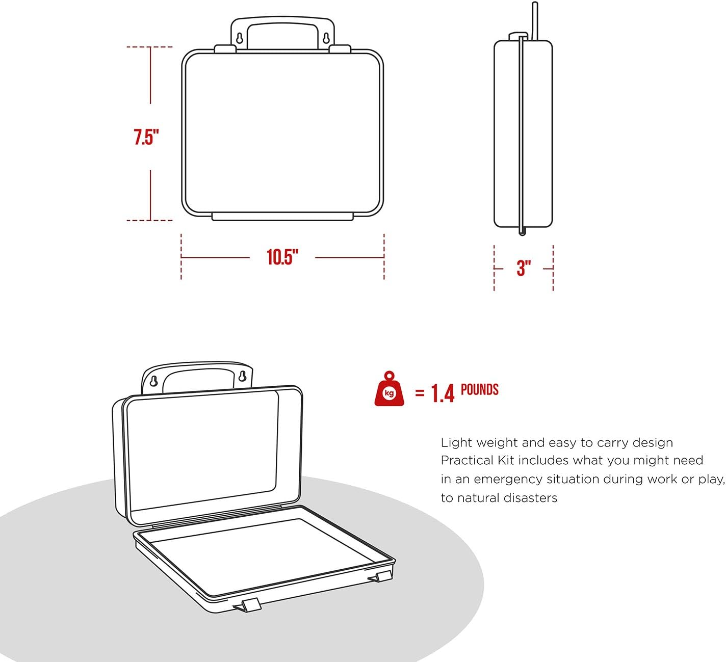 Primacare 25 Person Medium Emergency Preparedness First Aid Kit for Home, School and Office, Wall Mounted White