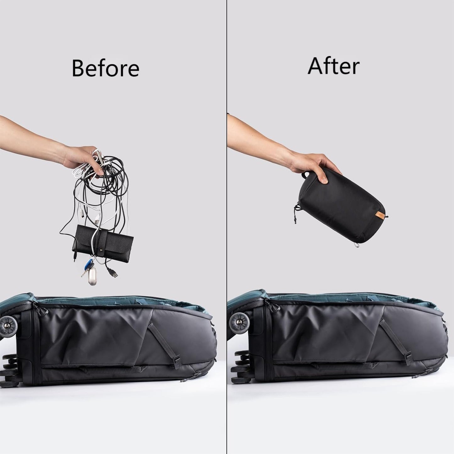 PGYTECH Travel Tech Organizer, Waterproof Tech Pouch, Electronics Accessories Organizer Travel Carrying Case, Organizer Bag for Cord, Phone Batteries, Charger,Photography SD Card, Green