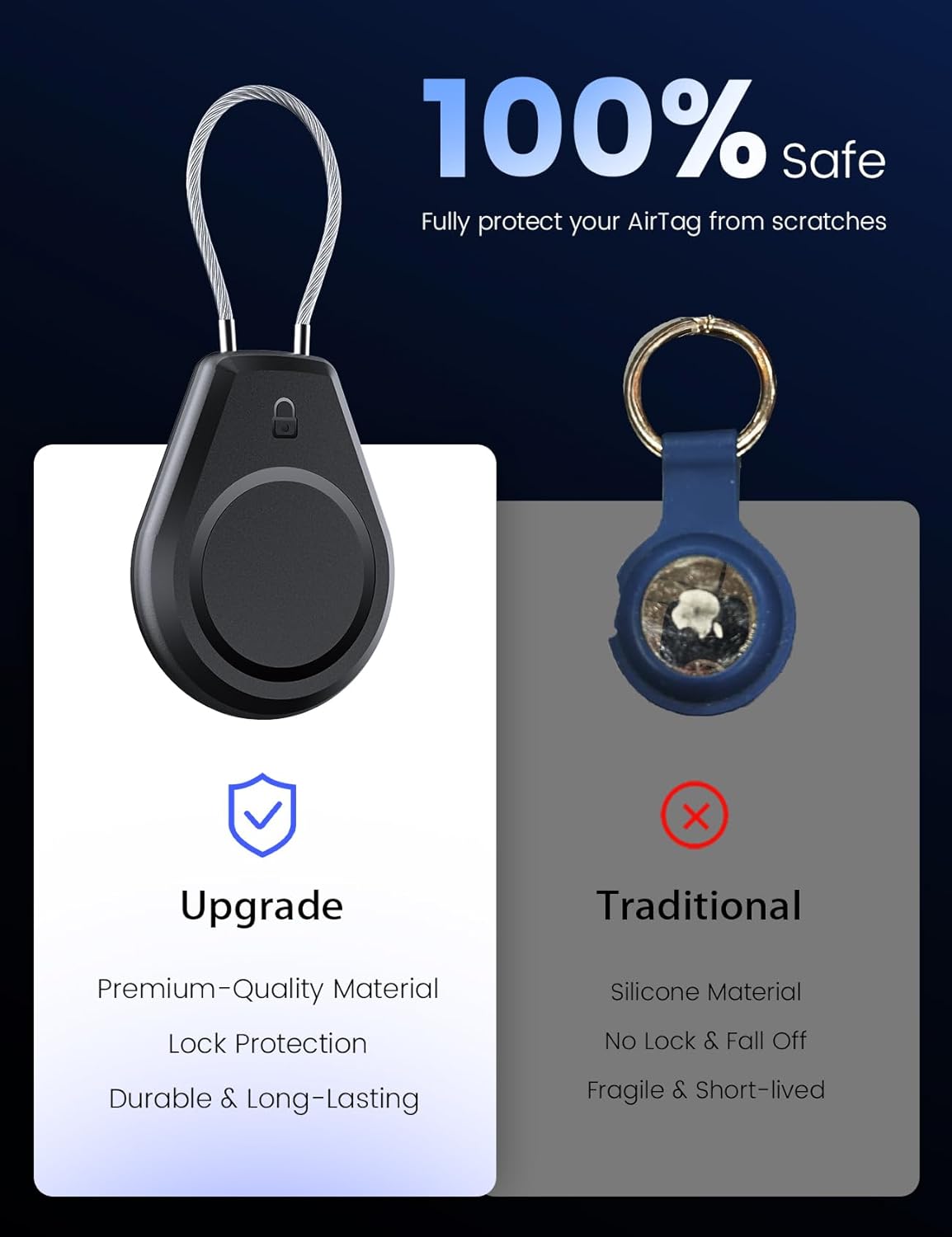 4 Pack Waterproof Secure Holder for AirTag Accessories, Anti-Theft Track Case with Steel Cable, Ultra Durable Scratch-Resistant Cover -Compatible with Apple AirTag for Keychain,Car,Bike,Luggage, Pet