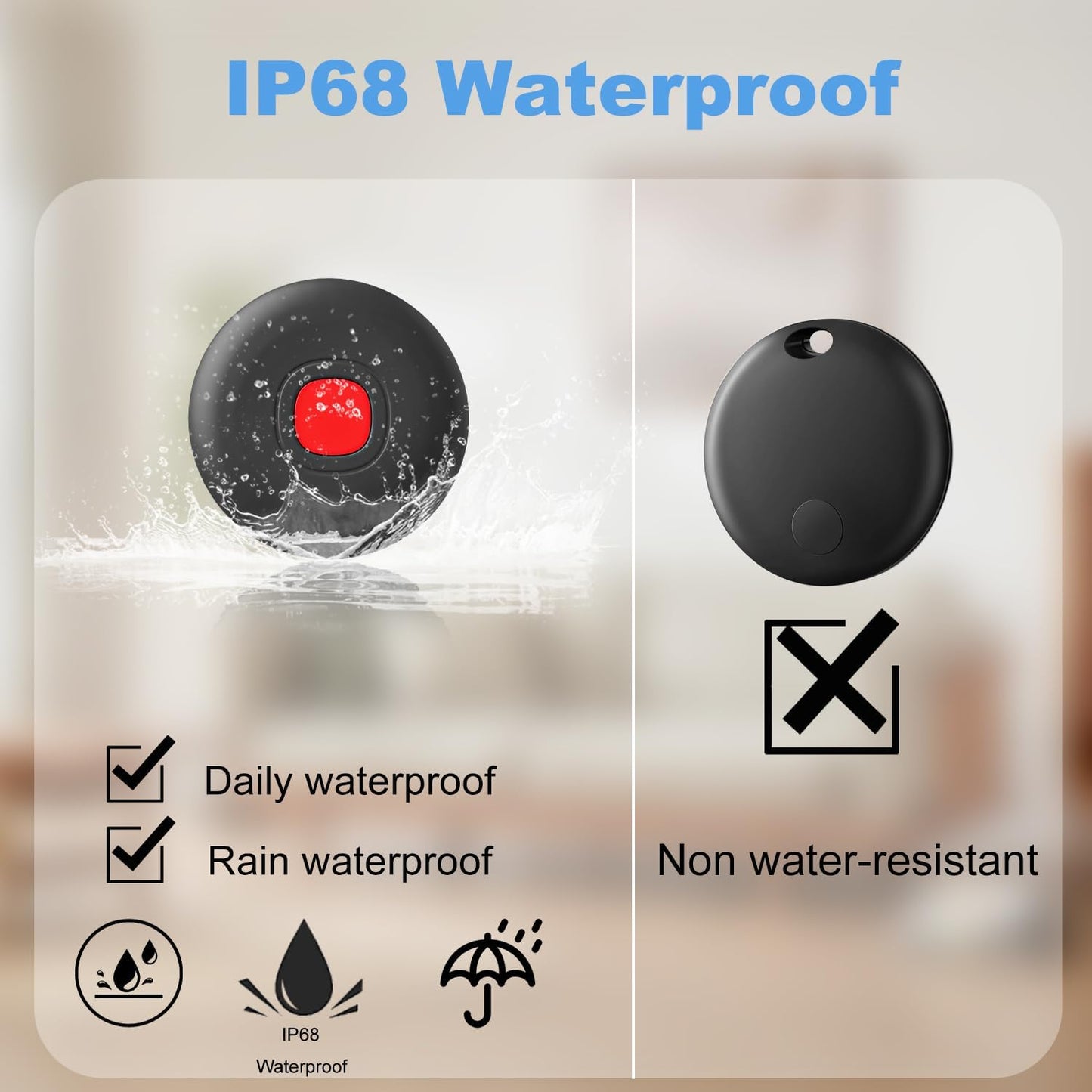 Air Tracker Tags-4Pack,IP68 Waterproof Smart Tag Tracker,Bluetooth Luggage Tracker Works with Apple Find My APP (iOS Only),Key Finder and Item Locator for Luggage,Backpack,Wallet and Pet