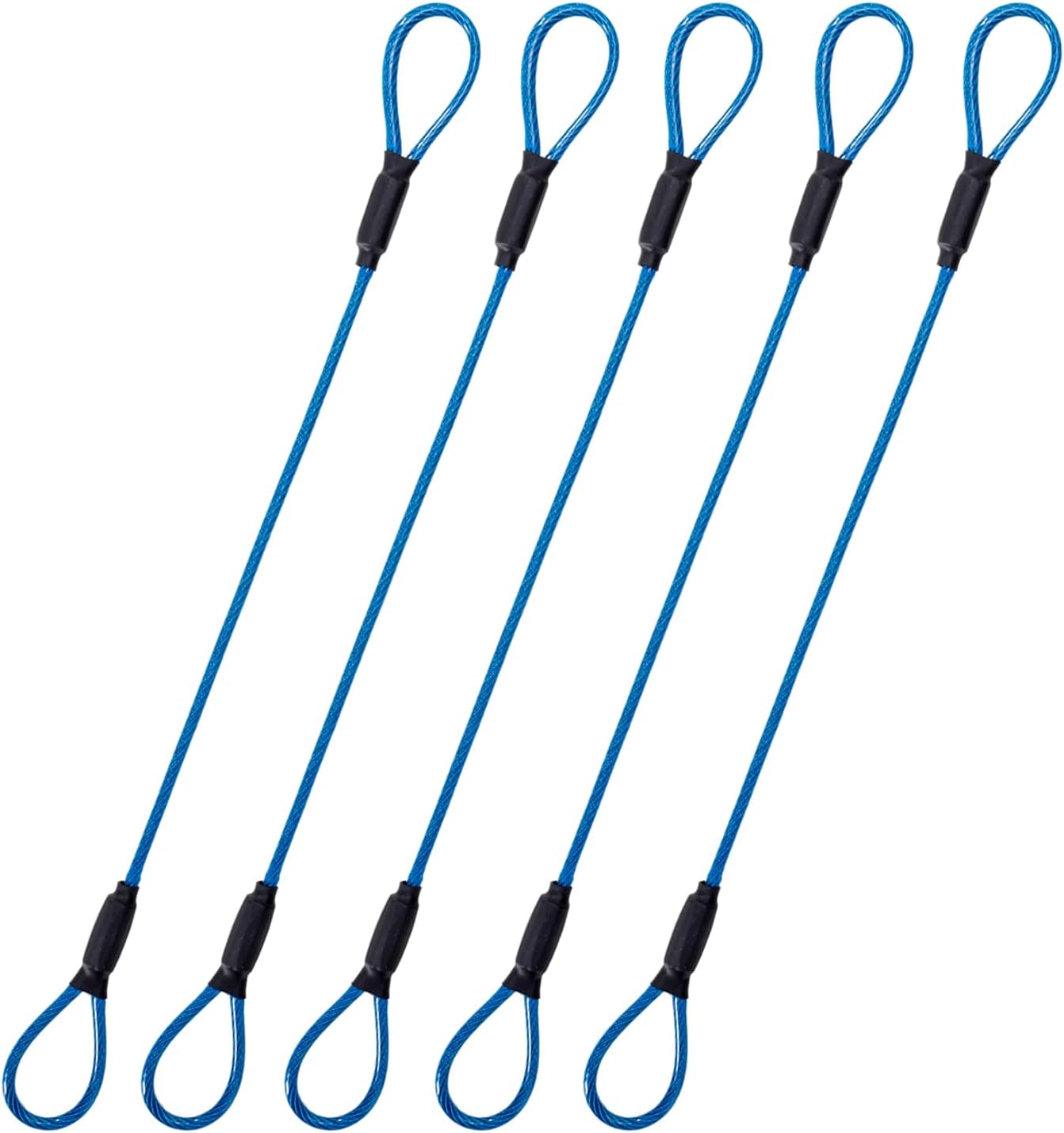 3.3mm Steel Wire Rope Outdoor Travel Security Cable Lock,Braided Steel Coated Safety Cable Luggage Lock,Safety Cable Wire Rope Chain Lock Double Loop Lightweight (Blue, 12in/5Pcs)