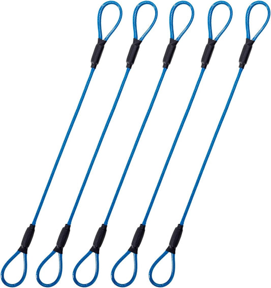 3.3mm Steel Wire Rope Outdoor Travel Security Cable Lock,Braided Steel Coated Safety Cable Luggage Lock,Safety Cable Wire Rope Chain Lock Double Loop Lightweight (Blue, 12in/5Pcs)