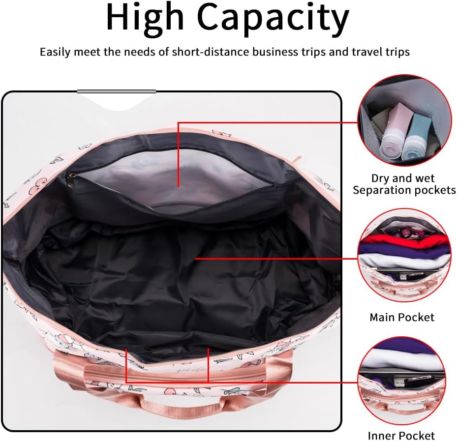 Large Capacity Foldable Travel Bag Expandable Portable Carry on Bag Dry&Wet Separation Sports Duffel Bags