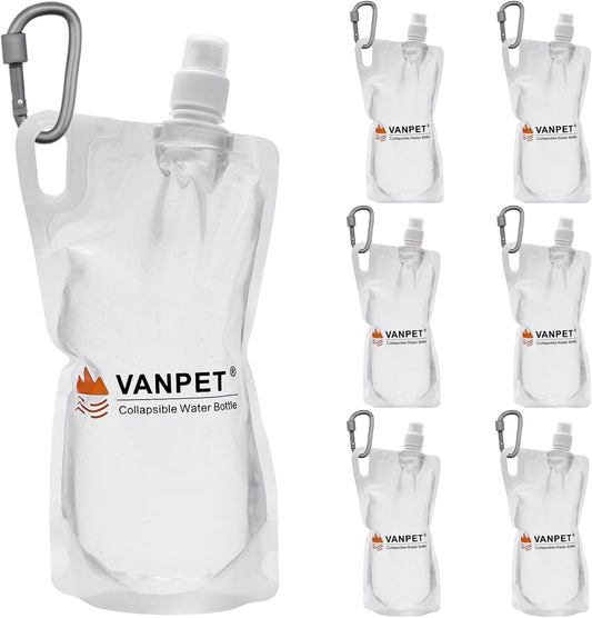 1L Hiking Collapsible Water Bottles, 33OZ BPA-Free Plastic Flasks, Reusable Drink Bags, Foldable Backpacking Water Bottle for Travel Camping Hiking (6-Pack)