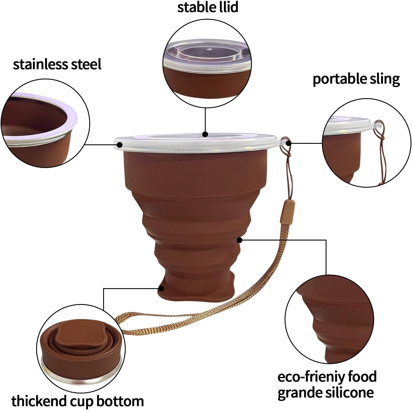 200ML Collapsible Cup- Silicone Foldable Expandable Folding Drinking Cup -Reusable Portable Mugs-Cup For Travel, Camping, Hiking, Holiday Vacation, Outdoor Sports Coffee