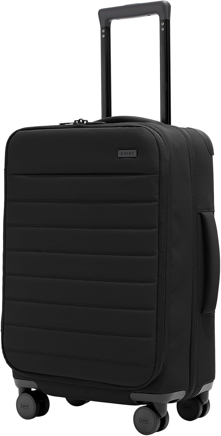 Away Softside Carry-On Suitcase, 22 Inch Lightweight, Expandable High-Strength Nylon Luggage With Spinner Wheels, Meets Requirements for Most Major Airlines, Jet Black