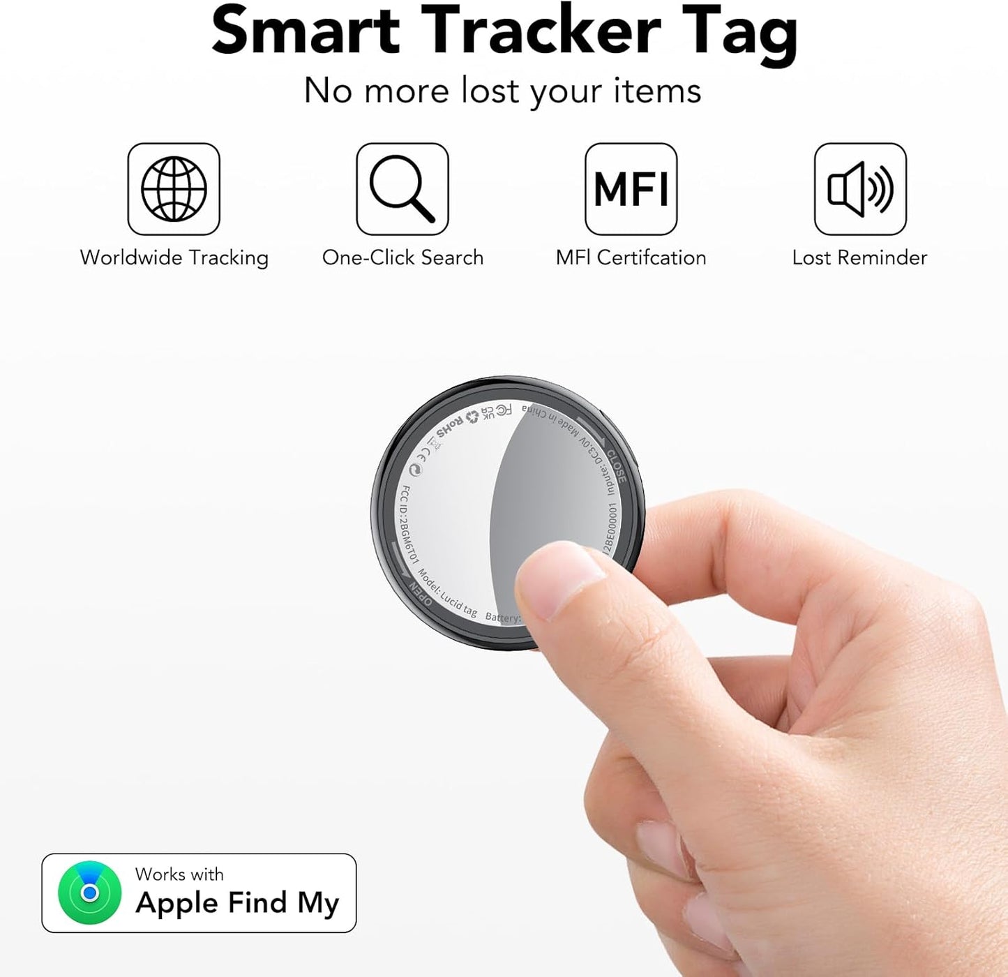 2025 New [Apple MFi Certified] (iOS Only) Air Tracker Tags-2 Pack, Bluetooth Tracker for Apple Find My, Replaceable Battery, Key Finder and Item Locator Smart Tag for Keys, Bags, Luggage, Pets, Wallet
