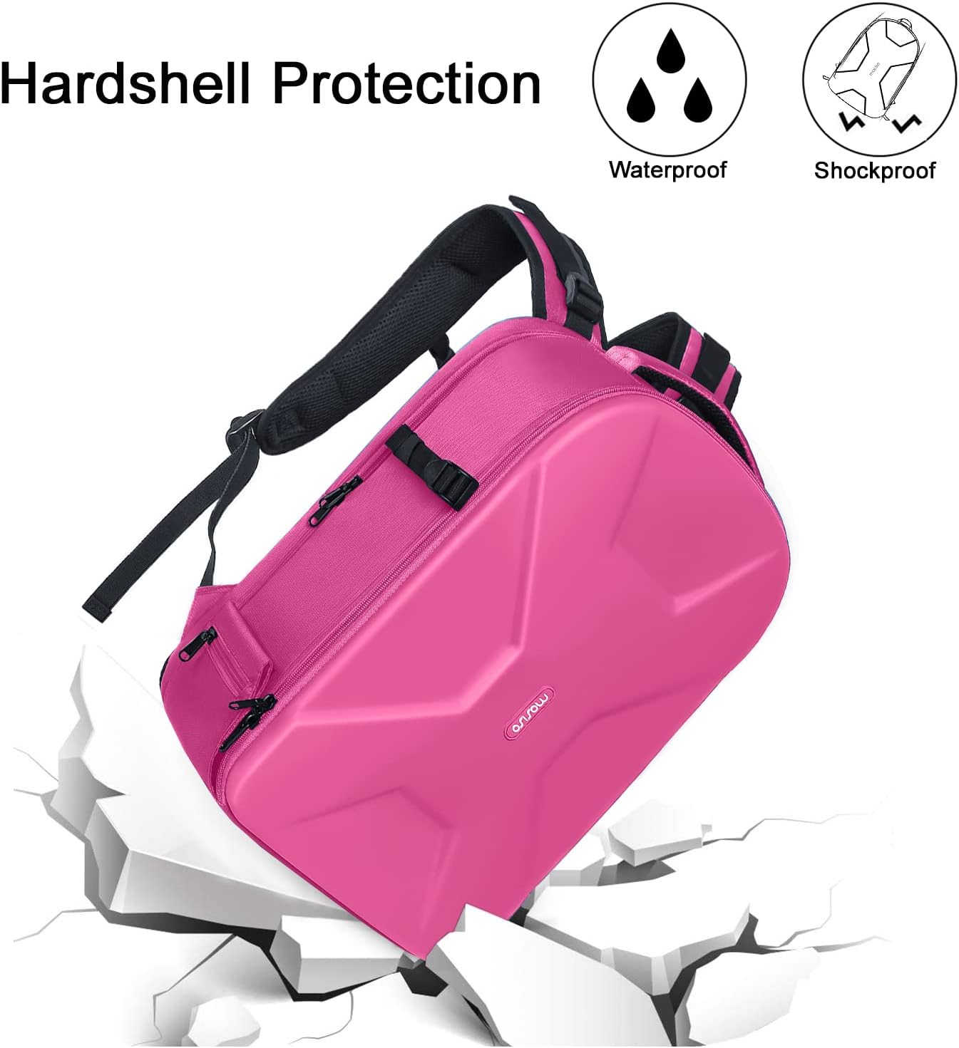 MOSISO Camera Backpack, DSLR/SLR/Mirrorless Photography Camera Bag 15-16 inch Waterproof Hardshell Case with Tripod Holder&Laptop Compartment Compatible with Canon/Nikon/Sony, Rose Red