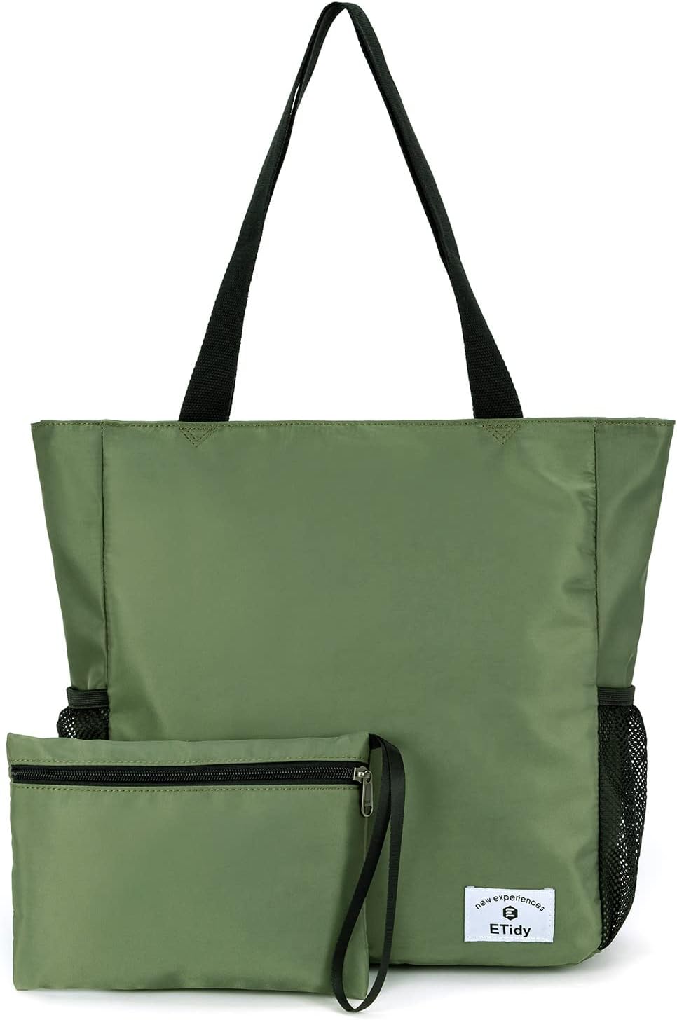 ETidy Large Capacity Foldable Tote Bag With Zipper Water-resistant SandproofWomen Beach Bag Handbag GymBag Travel ShoppingBag