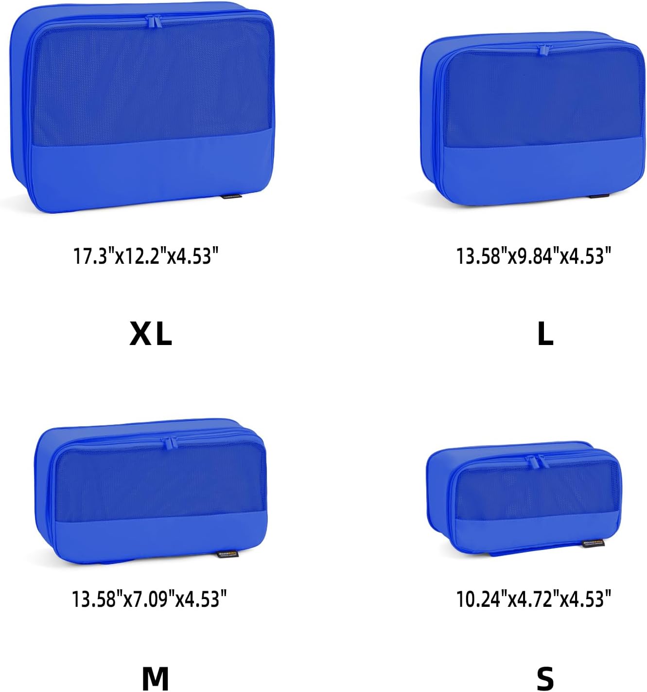 4 Piece Compression Packing Cubes for Suitcases and Backpack, Lightweight Travel Organizers (Bright Blue)