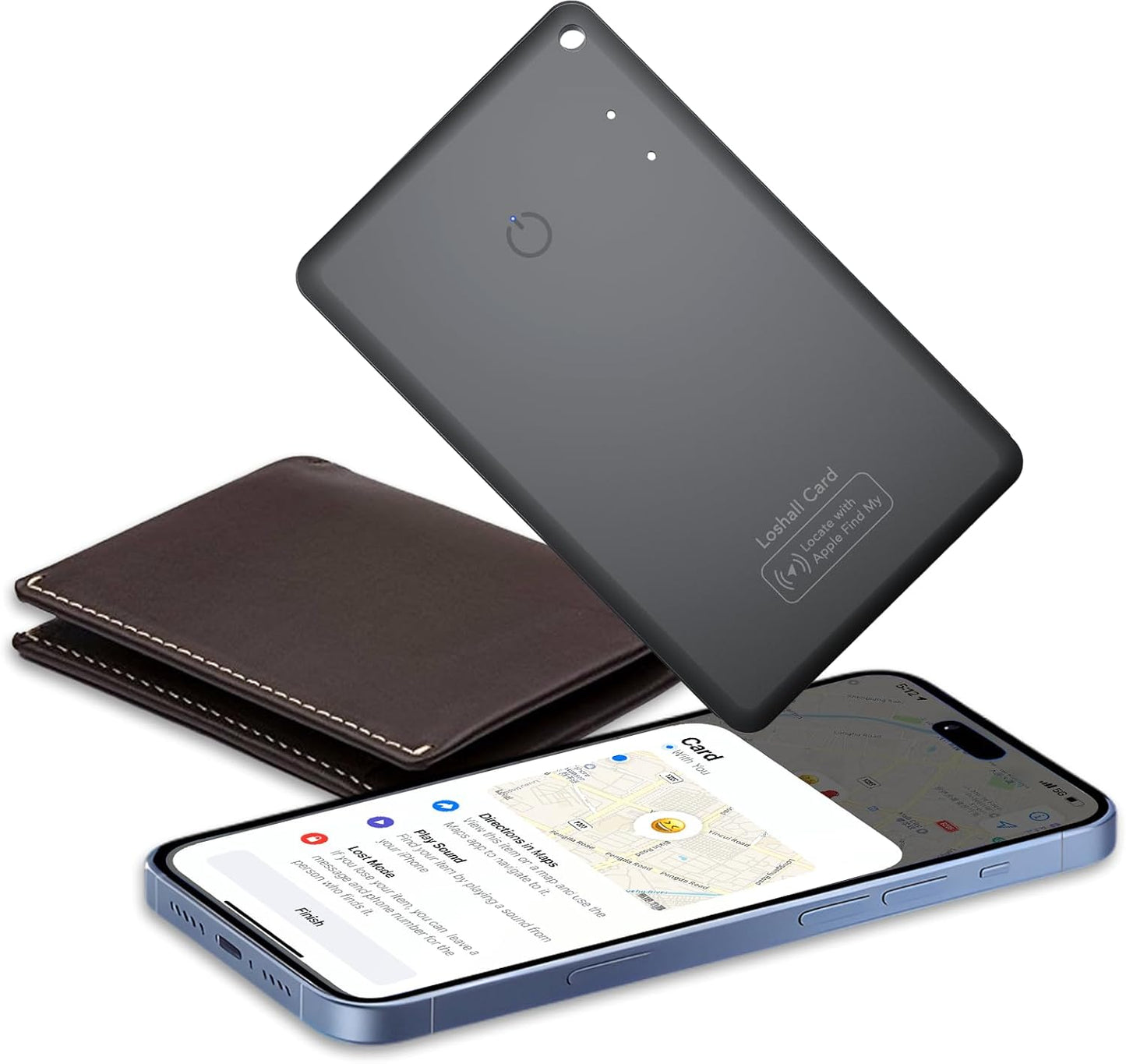 CASCHO Smartcard - Wallet Tracker Card, Compatible with Apple Find My App, Waterproof and Splash-Proof, Keys Finder and Item Locator for Passport, Bags, Laptop, Black 1 Pack