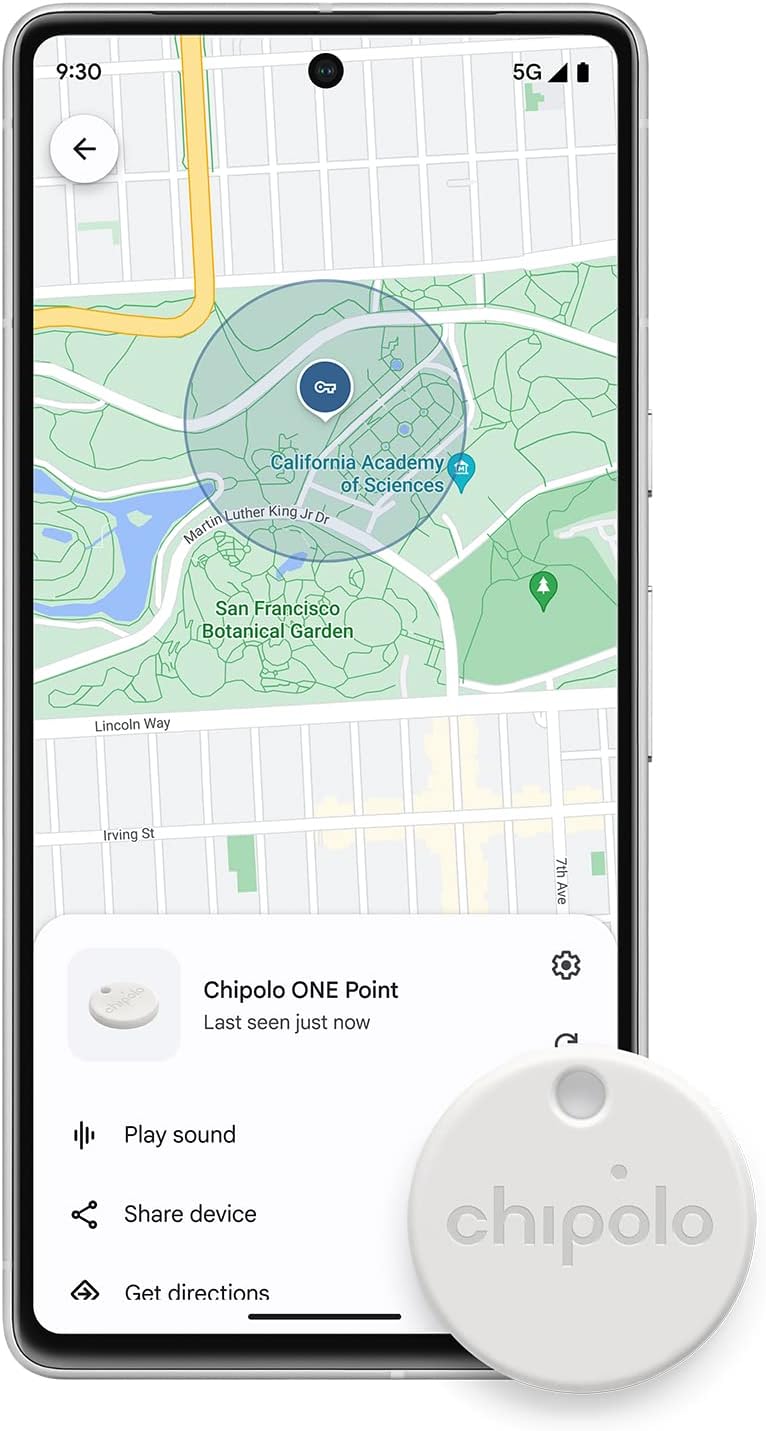 Chipolo ONE Point - Key Finder, Bluetooth Tracker for Keys, Bags, Item Tracker Tag - Works with Google's Find My Device app (Android only) (Off White)