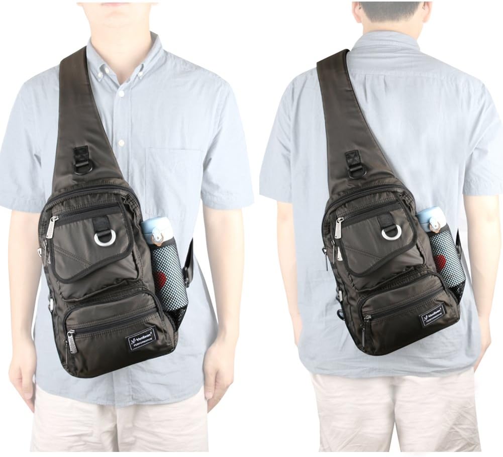 Sling Bag Chest Shoulder Backpack Crossbody Multipurpose Daypack For Men Women Black