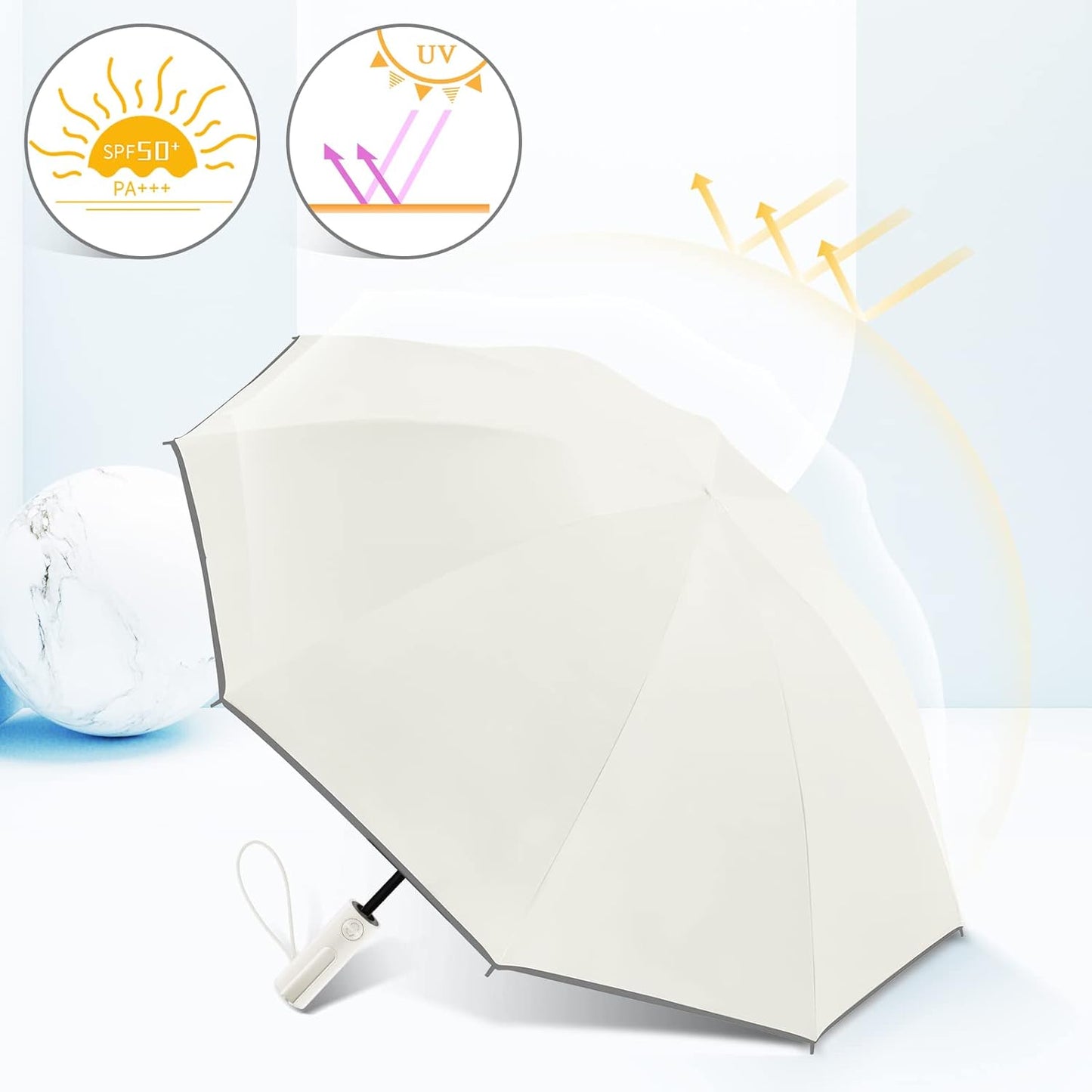 Bodyguard Inverted Umbrella - Large Windproof for Rain & Sun, Compact Reverse With Reflective Stripe, Teflon-Coated for Women Men, Travel Folding With Cover Bag