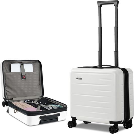 16 Inch Carry On Luggage Airline Approved, Expandable Lightweight ABS+PC Hard Shell Suitcases with 360° Spinner Wheels, TSA Lock, YKK Zippers (White, 1 PC)