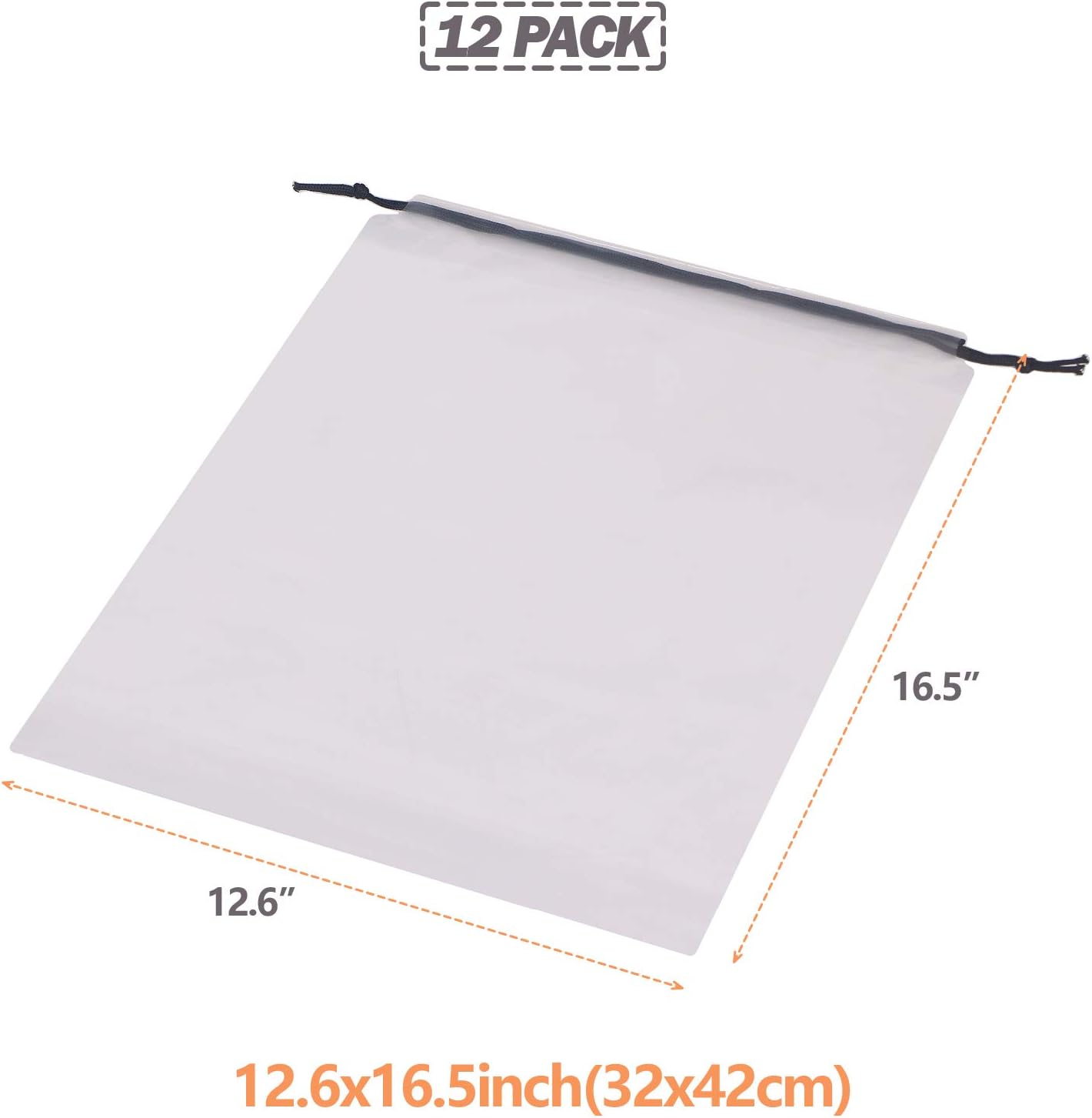 Set of 12 Transparent Shoe Bags for Travel Large Clear Shoes Storage Organizers Pouch with Rope for Men and Women