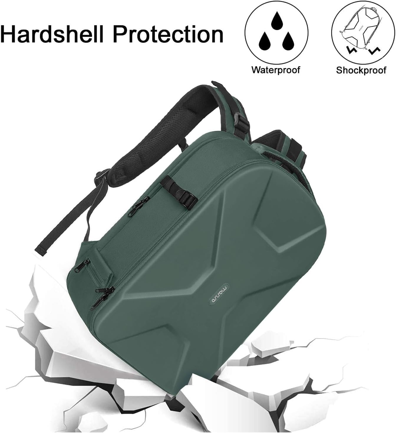 MOSISO Camera Backpack, DSLR/SLR/Mirrorless Photography Camera Bag 15-16 inch Waterproof Hardshell Case with Tripod Holder&Laptop Compartment Compatible with Canon/Nikon/Sony, Emerald Green