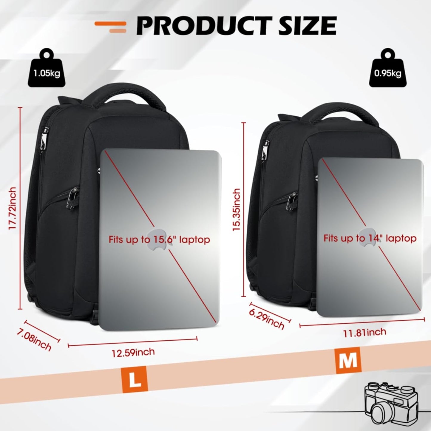 SDYSM Camera Bag Backpack Professional for DSLR SLR Mirrorless Camera Waterproof Laptop Back Pack 14 Inch with Rain Cover Anti Theft Travel Case Large Capacity Photography Backpack Black