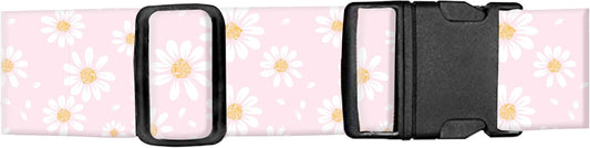 Luggage Straps for Suitcases, Adjustable Travel Belt, Durable Wide Luggage Strap, Cute Suitcase Strap Identifiers with Buckle, Bag Straps for Luggage, Cute Pink Daisy