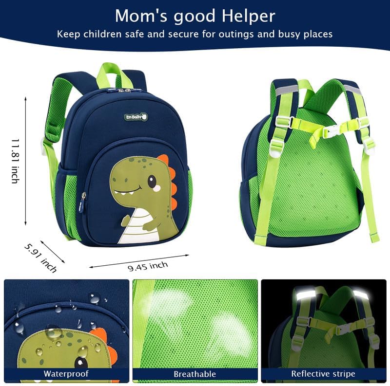 Padgene Toddler Backpacks Kids Preschool Backpack Waterproof Neoprene Animal Schoolbag Lunch backpack 3D Cartoon Mini Travel Bag for Boys Girls Ages 3-5