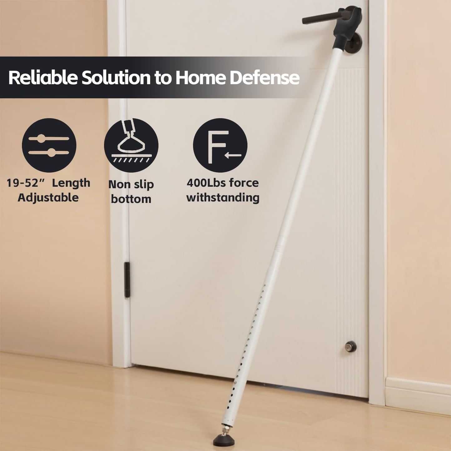 2 Pack Door Security Bar & Sliding Patio Door Lock Bar – Heavy Duty Adjustable Door Stopper for Home, Apartment, Hotel Travel – No Tools Needed, Fits Hinged & Sliding Doors, Iron Construction