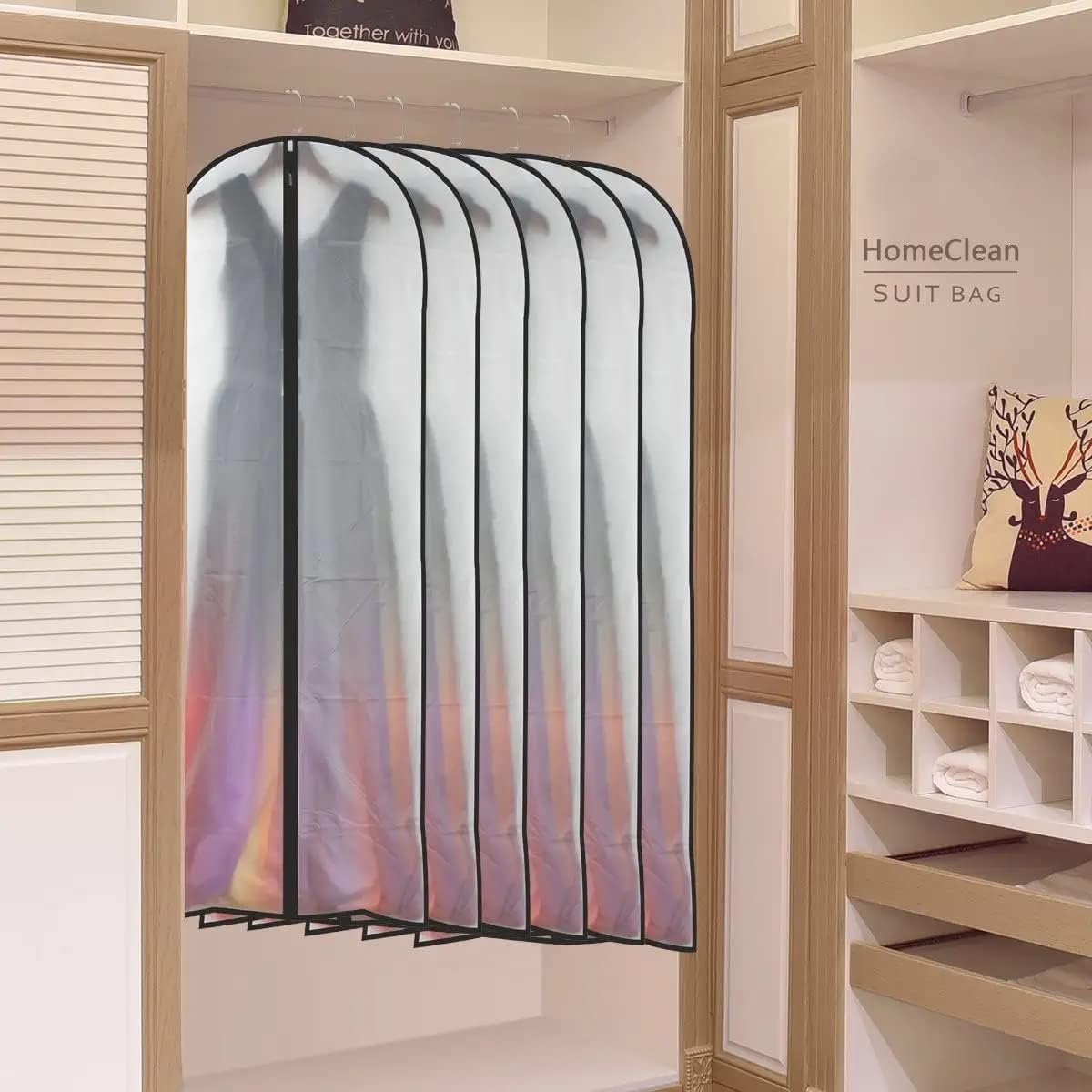 Dress Bags for Hanging Clothes12 PCS Transparent Waterproof Dustproof Bags for Wardrobe Storage Coat Covers for Closet Full Zipper Garment Bags for Long Dress Costumes Gowns Coats 24''x60''