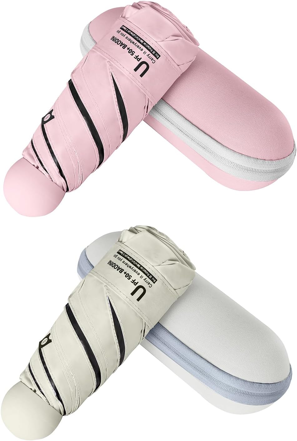 BAODINI Travel Mini Umbrella for Purse With Case Small Compact UV Sun Protection Sun Lightweight Tiny Pocket Umbrella for Women Kids and Men