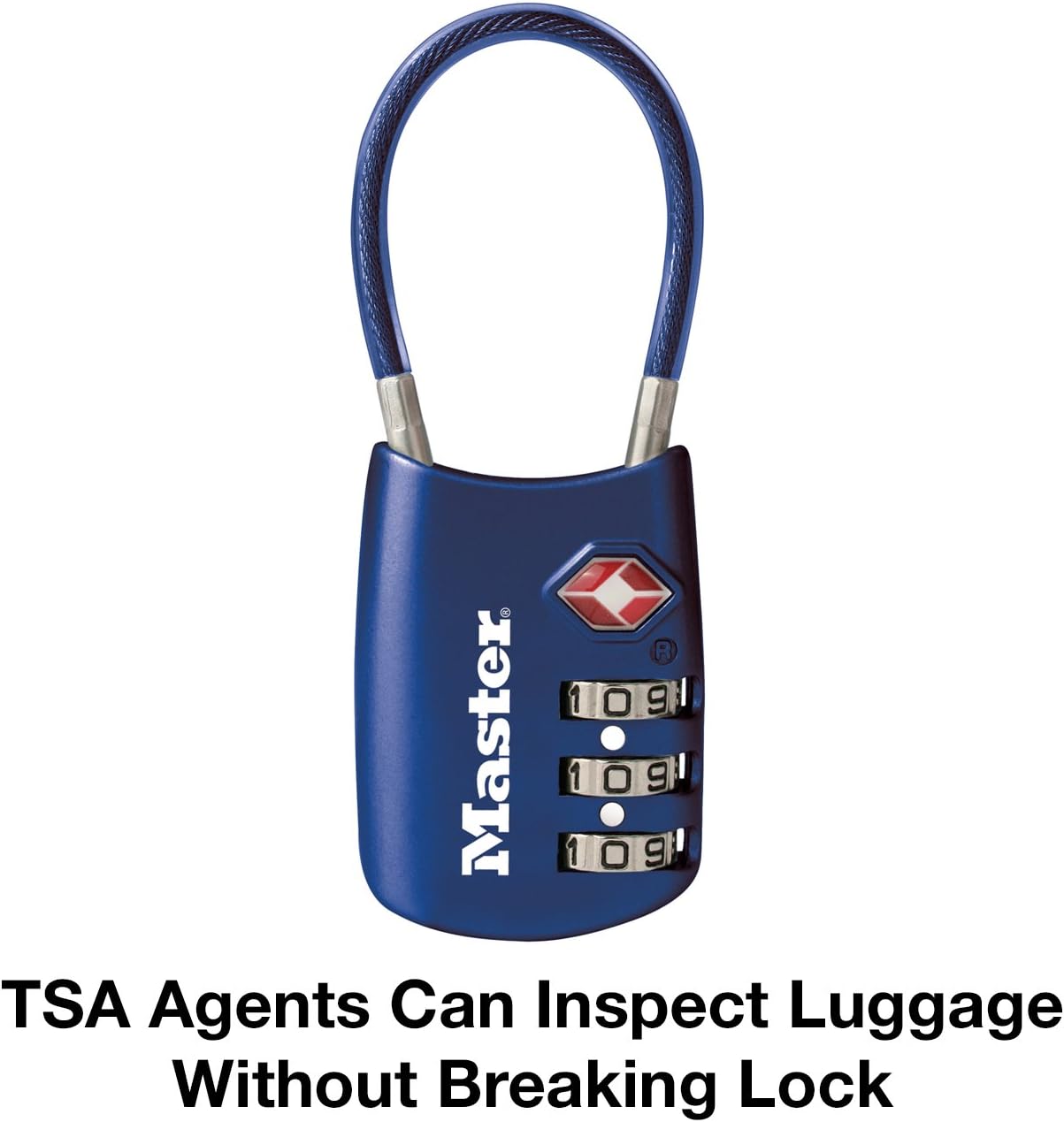 Master Lock Blue Set Your Own Combination TSA Approved Luggage Lock, Travel Zipper Padlock is Perfect for Suitcases, Bags, or Backpacks, 4688D