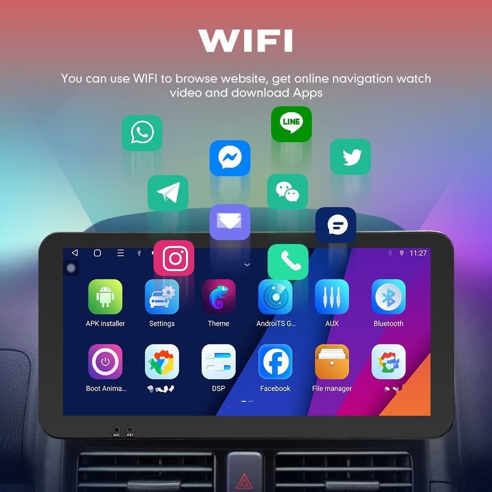 Kunfine CarPlay Android Auto Navigation Stereo GPS Radio Reverse Camera Display 10.33" QLED Touchscreen Headunit Tablet Pad Media Player for Subaru Forester 2007-2013, if Applicable Octa Core 2G+32G