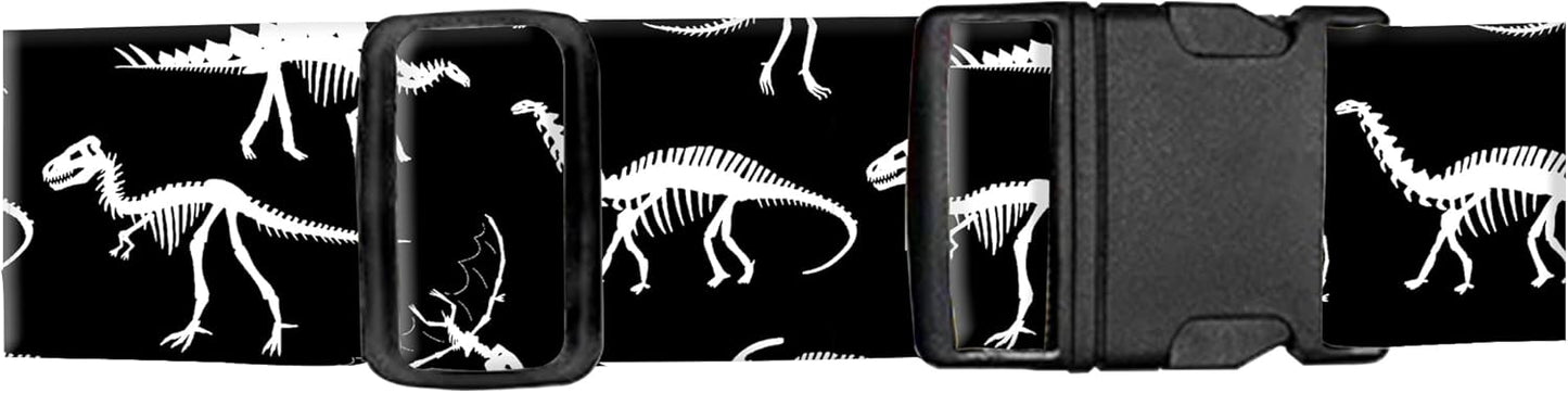 Luggage Straps for Suitcases, Adjustable Travel Belt, Durable Wide Luggage Strap, Cute Suitcase Strap Identifiers with Buckle, Bag Straps for Luggage, Black White Dinosaurs