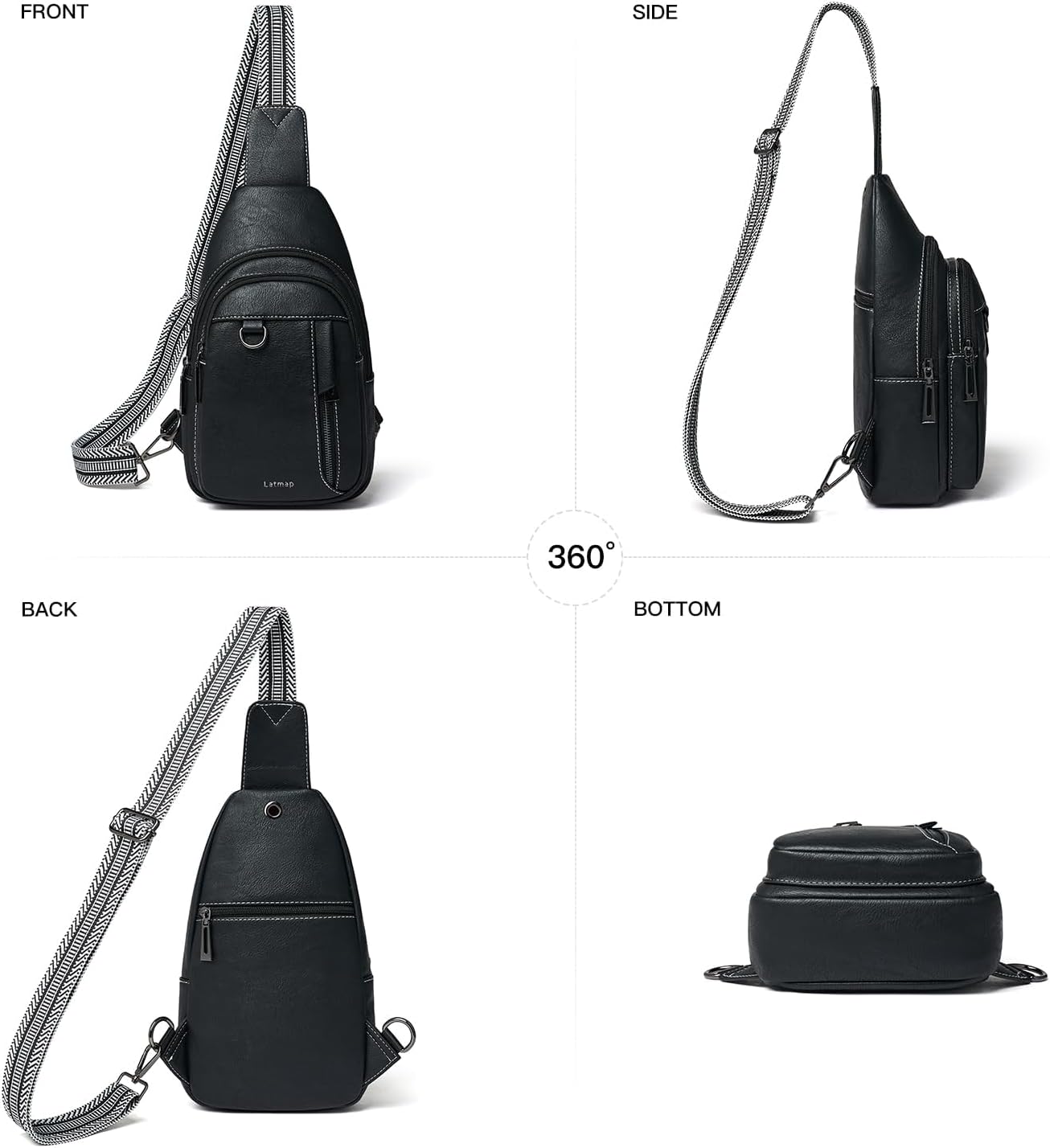 7L Sling Bag for Women Men Leather Small Sling Backpack Daypack Anti Theft Fanny Pack Crossbody Purse Travel