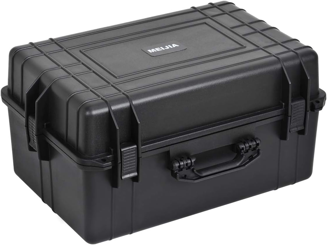MEIJIA All Weather Waterproof Hard Camera Case,Hard Case with Customizable Fit Foam,Fit Use of Drones,Camera,Equipments,Pistols,Elegant Black (Black, 24.01"x16.92"X12.2")