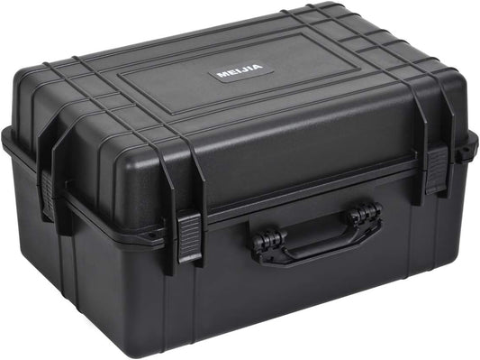 MEIJIA All Weather Waterproof Hard Camera Case,Hard Case with Customizable Fit Foam,Fit Use of Drones,Camera,Equipments,Pistols,Elegant Black (Black, 24.01"x16.92"X12.2")