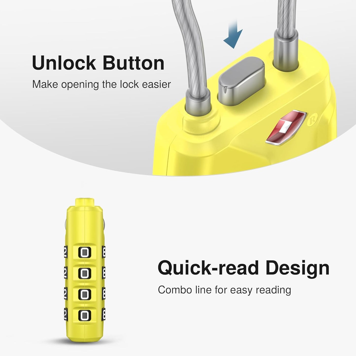 Puroma 2 Pack TSA Approved Luggage Lock, 4 Digit Combination Travel Locks Resettable Code Lock with Zinc Alloy Body for Suitcase, Toolbox, Backpack, Bag, Gym Locker (Yellow)