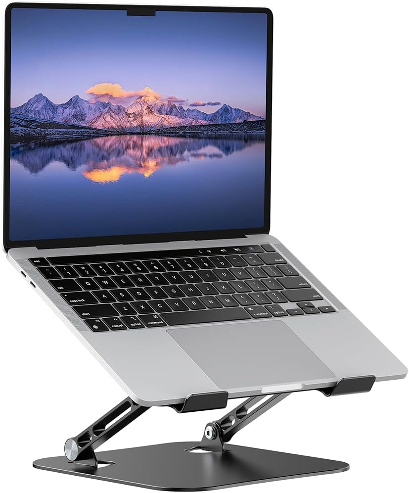 Laptop Stand Adjustable MacBook Stand for Desk Aluminum Notebook Holder Ergonomic Computer Riser Portable Desktop Stand Compatible with All MacBook Notebook Laptop 10-17 Inch
