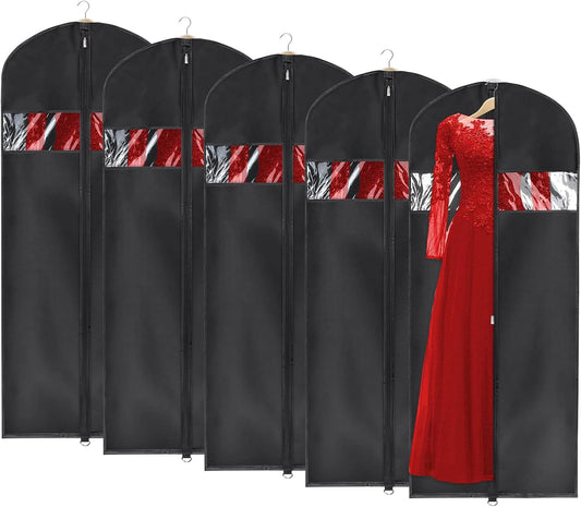 Univivi Garment Bag Suit Bag for Storage and Travel 60 inches, Lightweight Study Full Zipper Washable Suit Cover for Dresses, Suits, Coats, Set of 5
