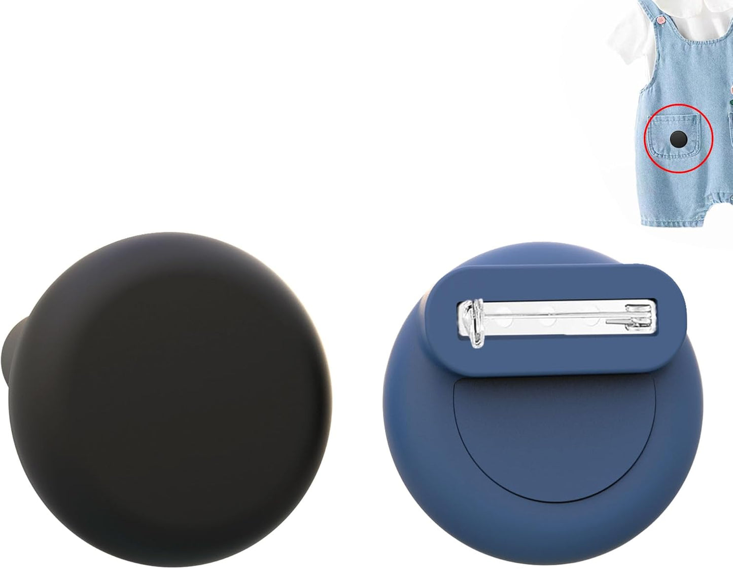 Waterproof AirTag Holder for Kids[Discreet] - 2-Pack Mini Silicone Air Tag Cover with Invisible Pin,GPS Tracker Case for Children, Elderly, Clothes, Backpack, Luggage (Black, Dark Blue)