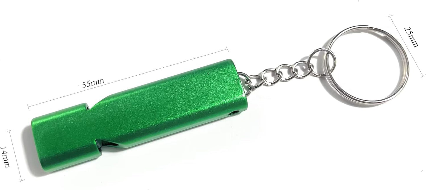 4-Pack Loud 120dB Double Tube Emergency Whistle - Aluminum Alloy, Corrosion-Resistant Safety Whistle with Lanyard & Keychain-Ideal for Camping Hiking Boating Fishing Survival Tool