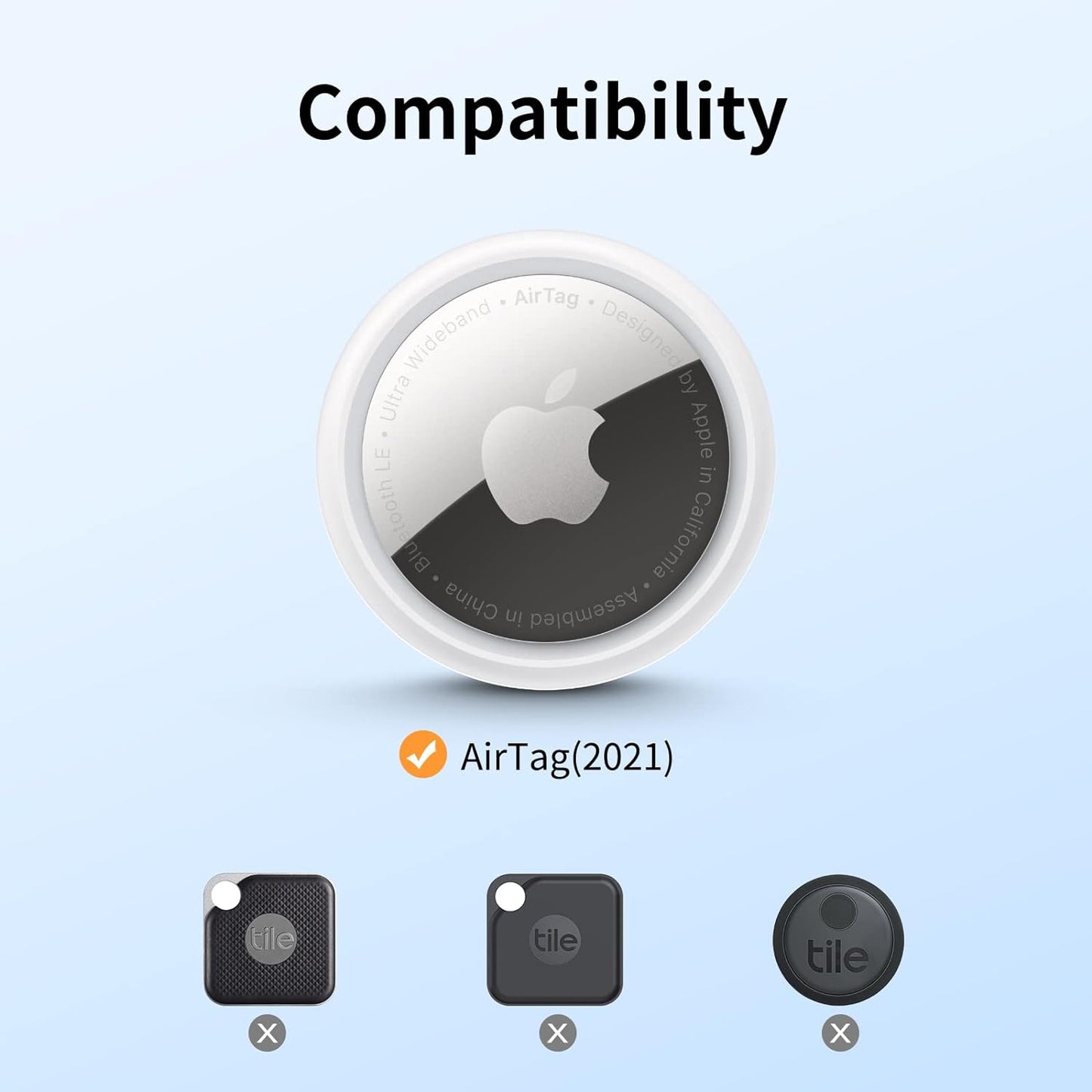 UNBREAKcable for Apple AirTag Holder - 4 Pack [Fit Tightly Design] [Easy to Install] [Hold Air Tag Securely] Waterproof TPU Shell Protective Case with 304 Stainless Steel Keychain Key Ring