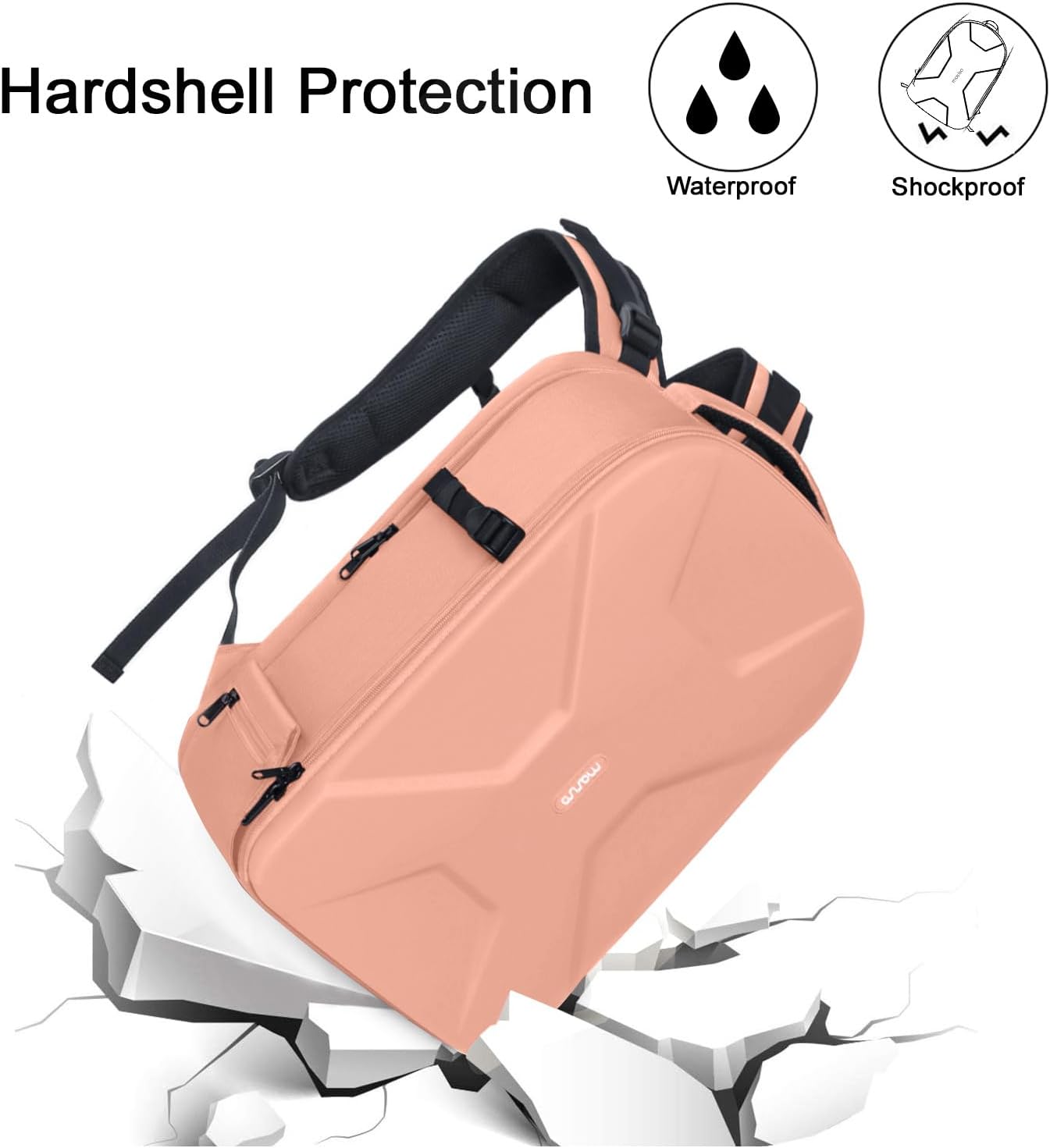 MOSISO Camera Backpack, DSLR/SLR/Mirrorless Photography Camera Bag 15-16 inch Waterproof Hardshell Case with Tripod Holder&Laptop Compartment Compatible with Canon/Nikon/Sony, Salmon Pink